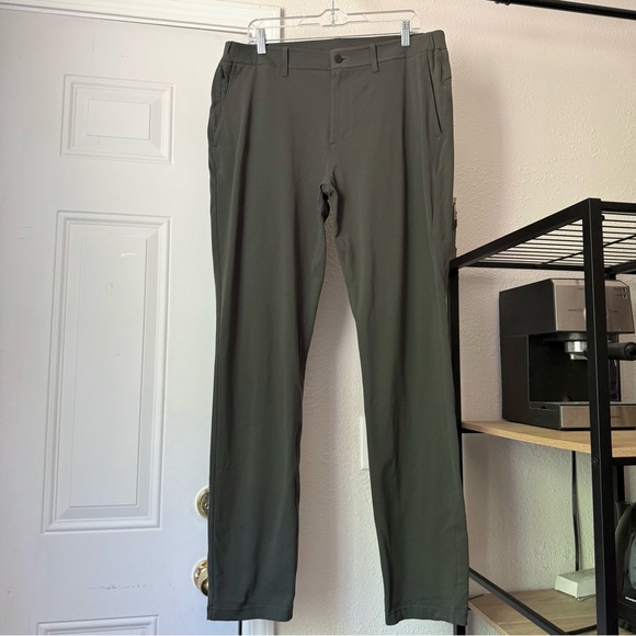 PUBLIC REC olive army green nylon blend slim straight leg pants